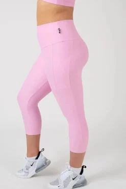 Pastel Pink Performance - Panel Pocket High Waisted Capri Leggings