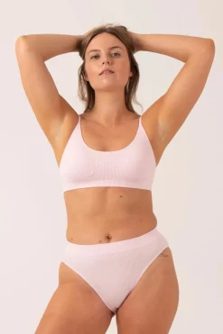 Pastel Pink Rib Seam Free - High Waist Bikini Briefs