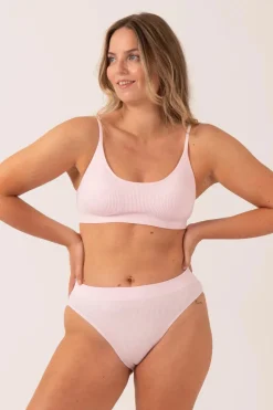 Pastel Pink Rib Seam Free - Strappy Bralette
