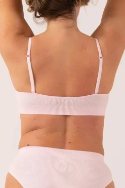 Pastel Pink Rib Seam Free - Strappy Bralette