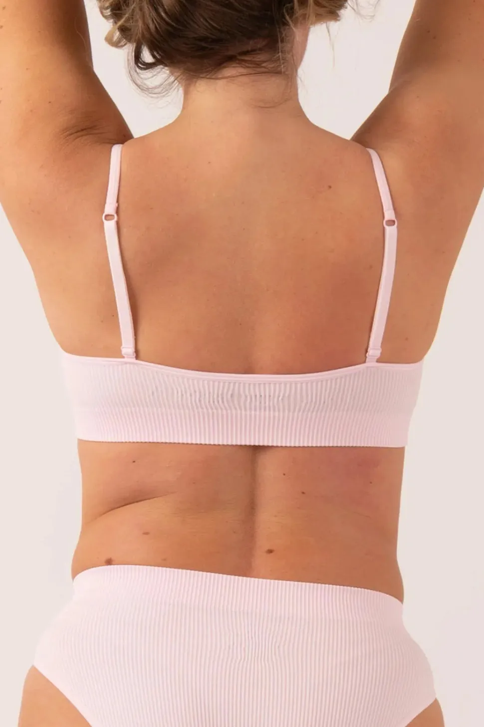 Pastel Pink Rib Seam Free - Strappy Bralette