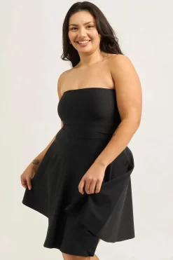 Performance Bandeau Comfort Crop Mini Dress - Black