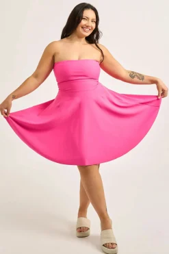 Performance Bandeau Comfort Crop Mini Dress - Candy Pink