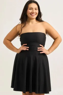 Performance Bandeau Comfort Crop Mini Dress - Black