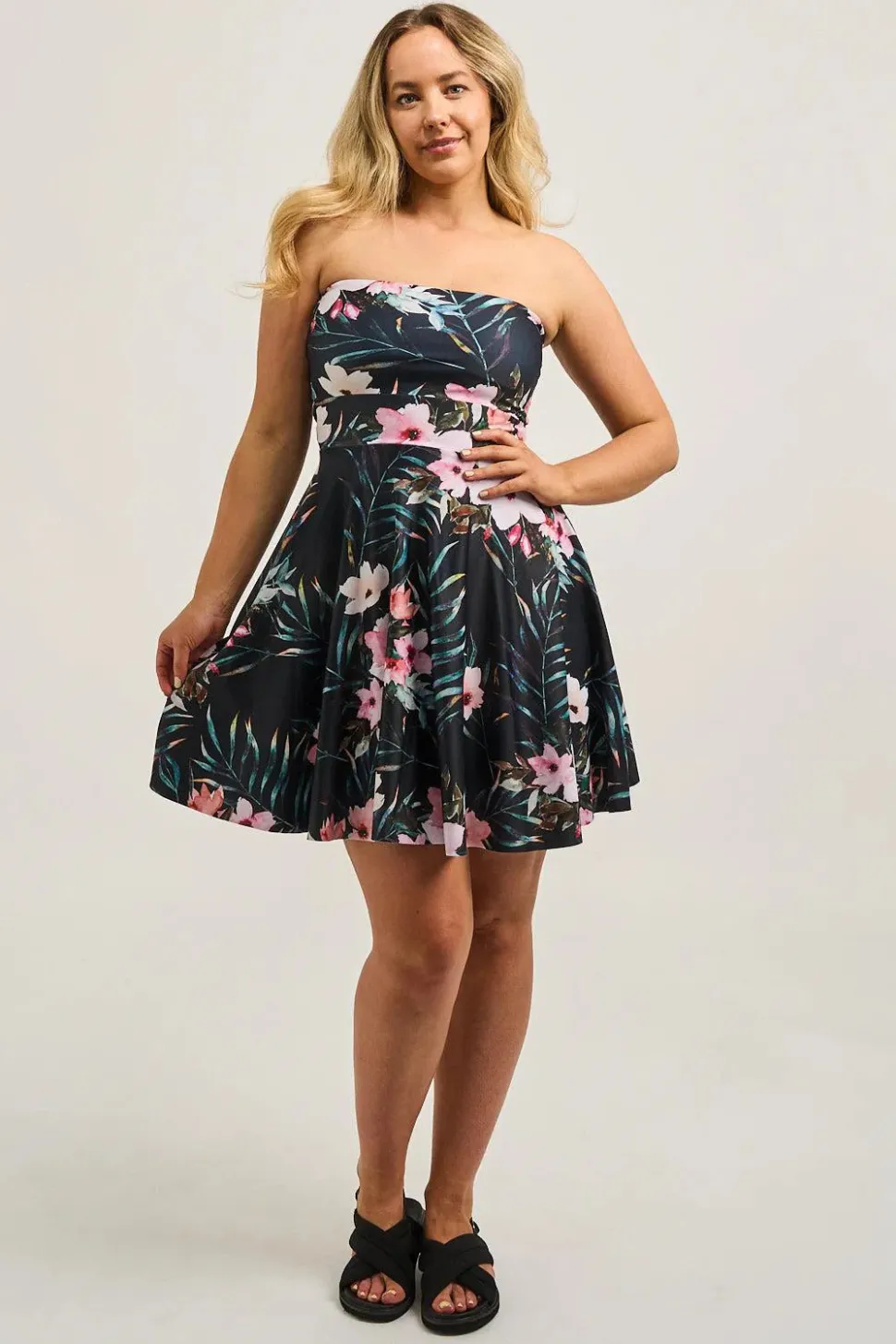 Performance Bandeau Comfort Crop Mini Dress - Exotic At Heart