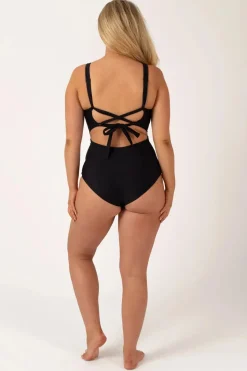 Performance Cross Over One Piece W/ Extra Coverage Bottoms - Black