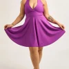 Performance Halter Comfort Crop Mini Dress - Purple