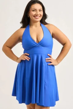 Performance Halter Comfort Crop Mini Dress - Electric Blue