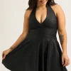Performance Halter Comfort Crop Mini Dress - Black Exotic Touch Jag