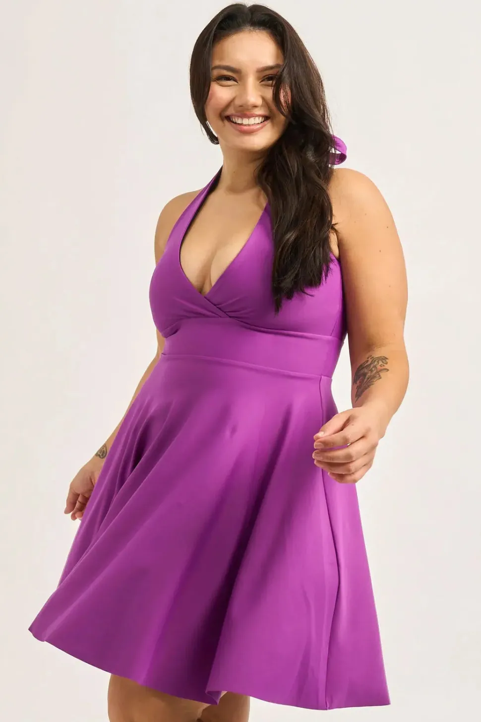 Performance Halter Comfort Crop Mini Dress - Purple