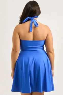 Performance Halter Comfort Crop Mini Dress - Electric Blue