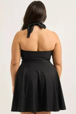 Performance Halter Comfort Crop Mini Dress - Black
