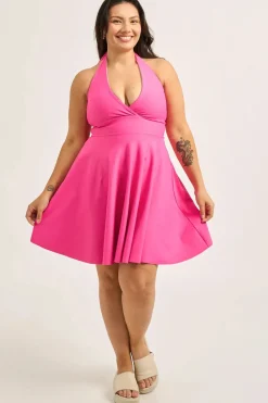 Performance Halter Comfort Crop Mini Dress - Candy Pink