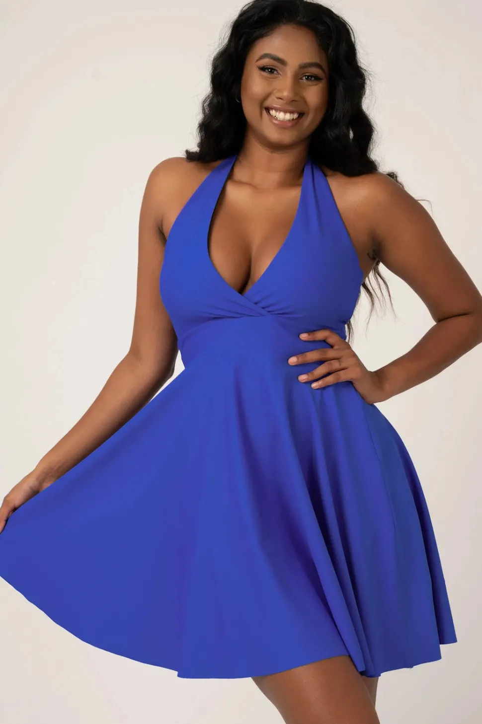 Performance Halter Comfort Crop Mini Dress - Electric Blue
