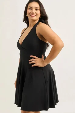 Performance Halter Comfort Crop Mini Dress - Black