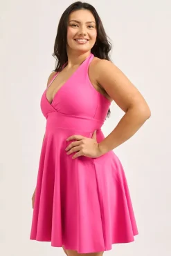Performance Halter Comfort Crop Mini Dress - Candy Pink