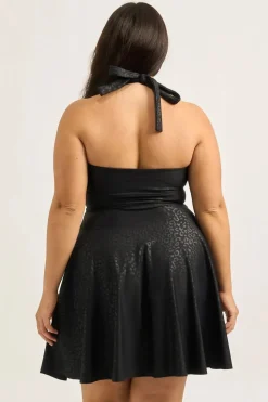 Performance Halter Comfort Crop Mini Dress - Black Exotic Touch Jag