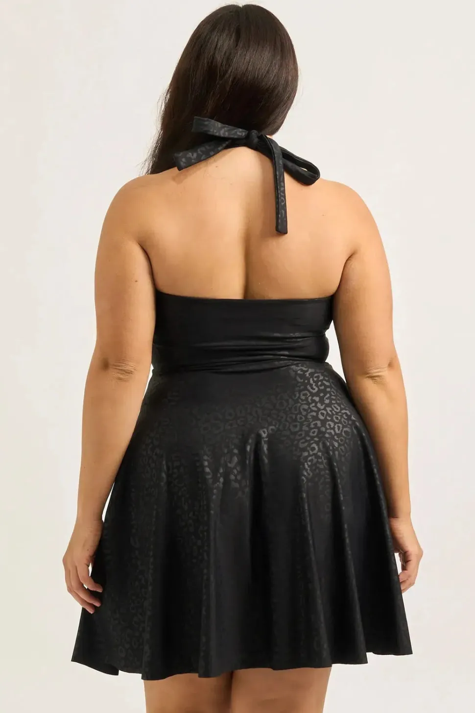 Performance Halter Comfort Crop Mini Dress - Black Exotic Touch Jag