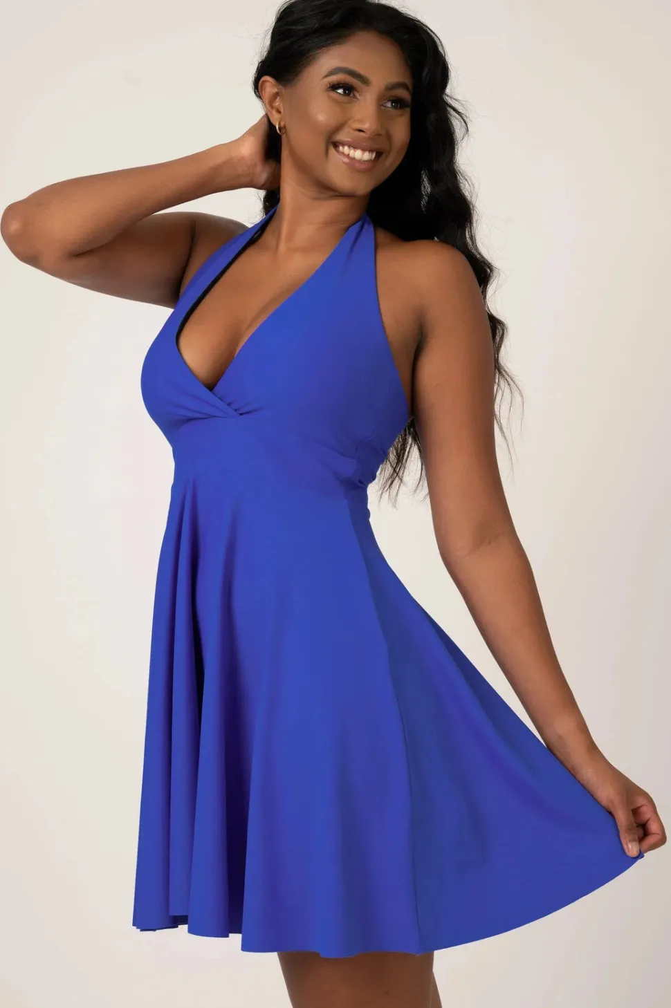 Performance Halter Comfort Crop Mini Dress - Electric Blue