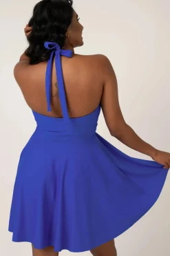 Performance Halter Comfort Crop Mini Dress - Electric Blue
