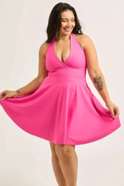 Performance Halter Comfort Crop Mini Dress - Candy Pink