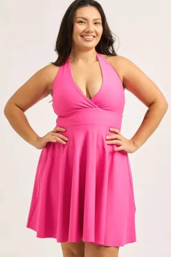 Performance Halter Comfort Crop Mini Dress - Candy Pink