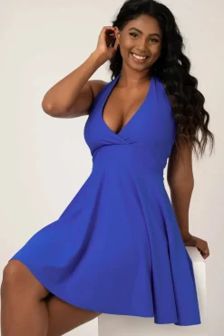 Performance Halter Comfort Crop Mini Dress - Electric Blue
