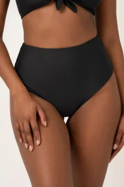Performance High Waisted Cheeky Cut Bikini Bottoms - Black