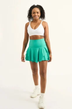 Performance High Waisted Ruffle Skort - Jade