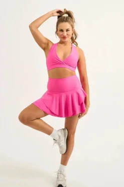 Performance High Waisted Ruffle Skort - Candy Pink