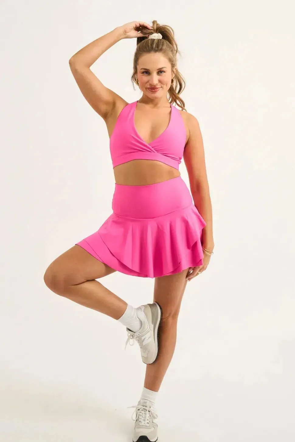 Performance High Waisted Ruffle Skort - Candy Pink