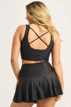 Performance High Waisted Simple Skort - Black Exotic Touch Jag
