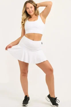 Performance High Waisted Simple Skort - White