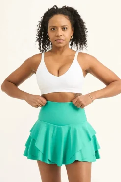 Performance High Waisted Ruffle Skort - Jade