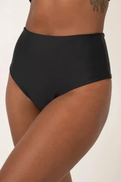 Performance High Waisted Cheeky Cut Bikini Bottoms - Black