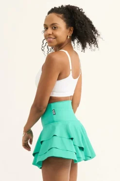 Performance High Waisted Ruffle Skort - Jade