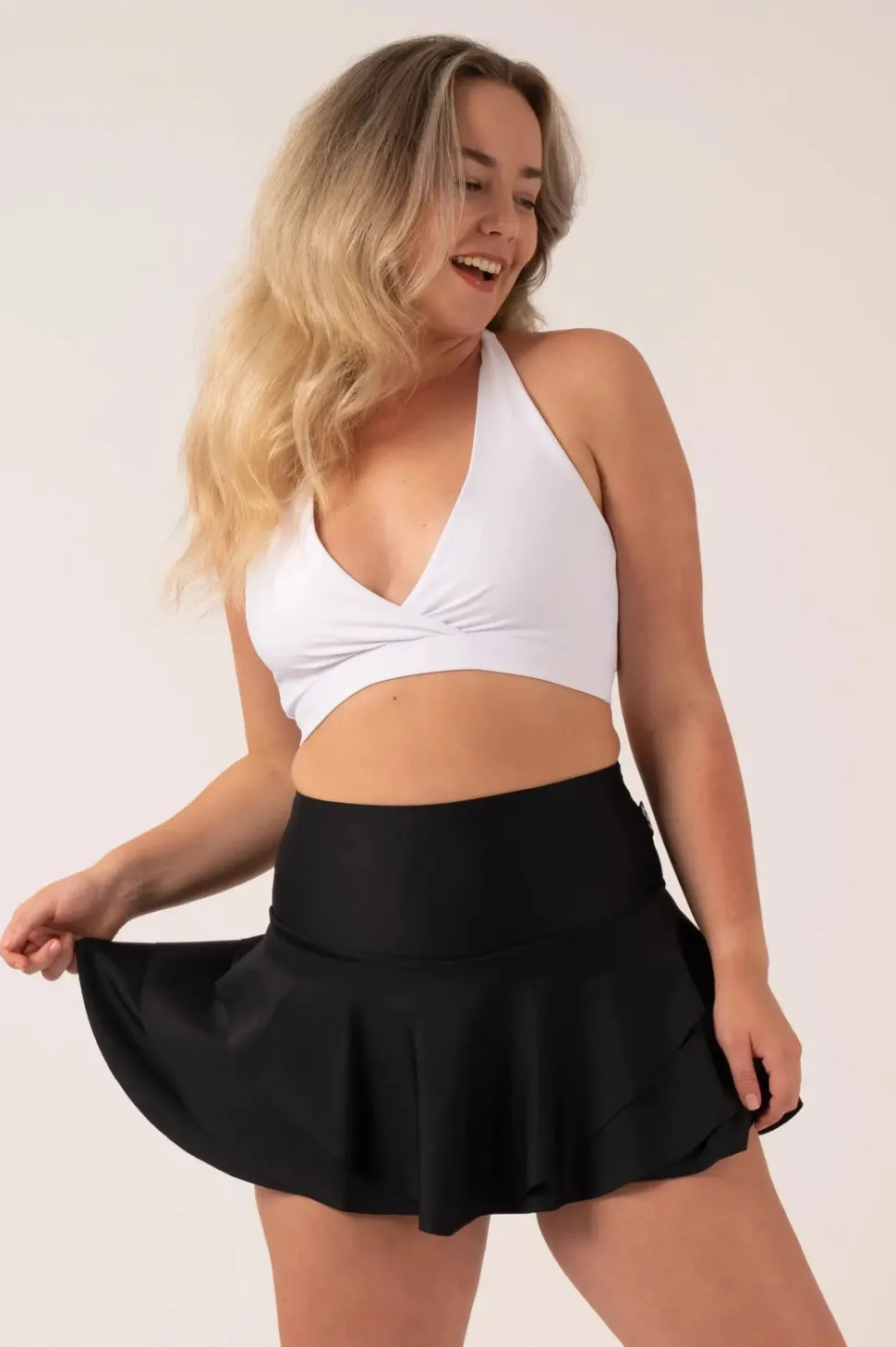 Performance High Waisted Ruffle Skort - Black