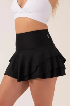 Performance High Waisted Ruffle Skort - Black