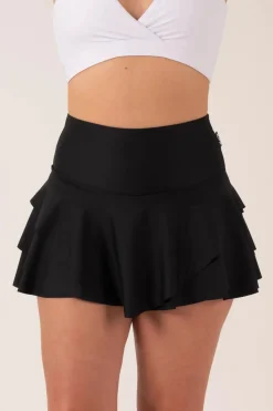 Performance High Waisted Ruffle Skort - Black