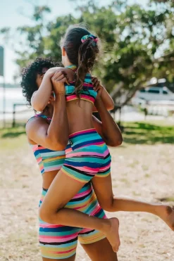 Performance Kids Booty Shorts - Rainbow Runway
