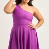 Performance One Shoulder Comfort Crop Mini Dress - Purple
