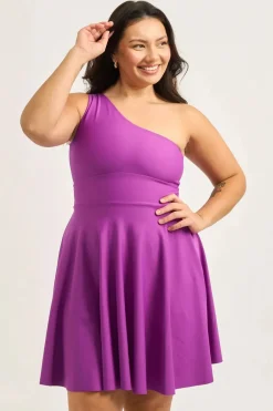 Performance One Shoulder Comfort Crop Mini Dress - Purple