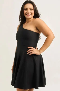 Performance One Shoulder Comfort Crop Mini Dress - Black