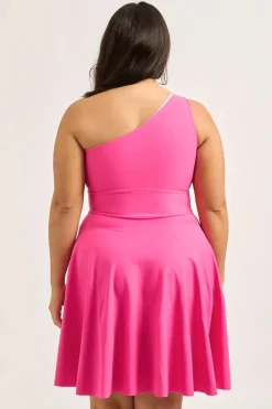 Performance One Shoulder Comfort Crop Mini Dress - Candy Pink