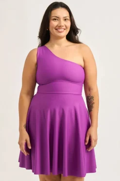 Performance One Shoulder Comfort Crop Mini Dress - Purple