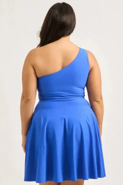 Performance One Shoulder Comfort Crop Mini Dress - Electric Blue