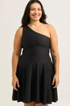 Performance One Shoulder Comfort Crop Mini Dress - Black