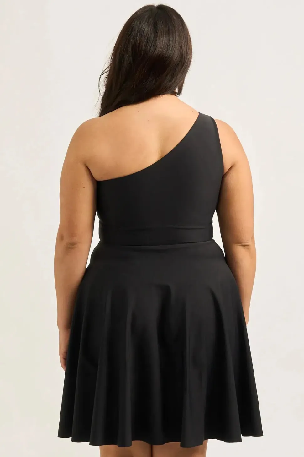Performance One Shoulder Comfort Crop Mini Dress - Black