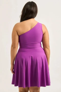 Performance One Shoulder Comfort Crop Mini Dress - Purple