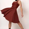 Performance Scoop Neck Comfort Crop Midi Dress - Burnt Copper